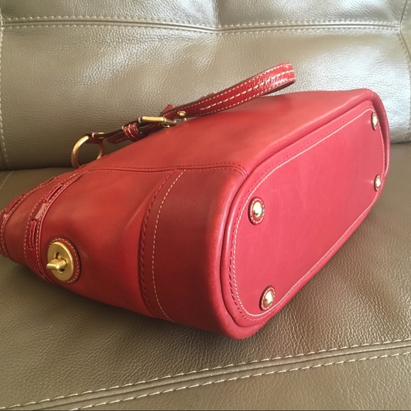 Coach Red Leather Tote Shoulder Bag - Picture 5 of 8